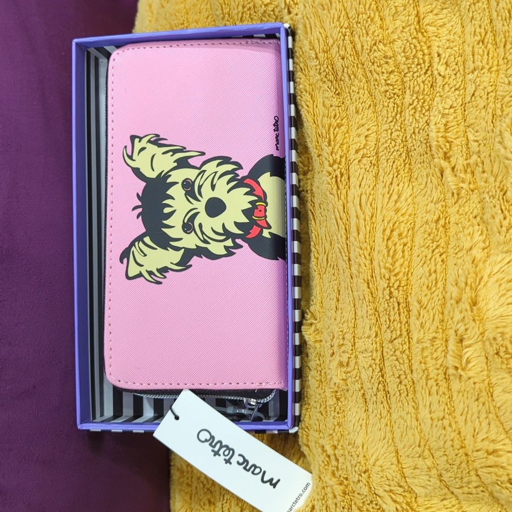 Marc Tetro Yorkie Pink Long Wallet NIB NWT